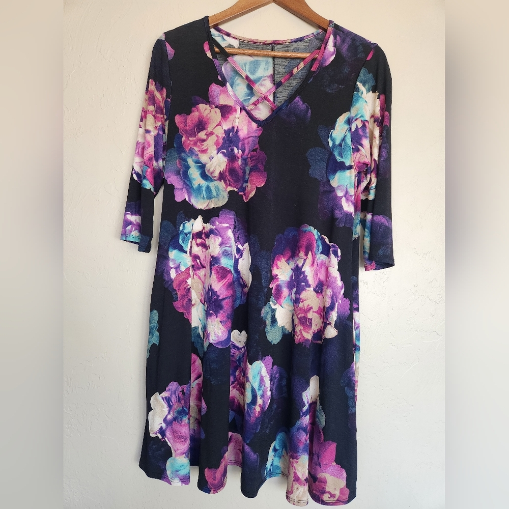 Floral Print Dress/Tunic with Vibrant Colors